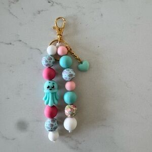 Colorful Beaded Keychain with Octopus Charm